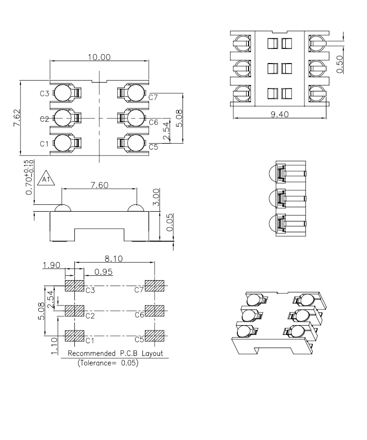 Sim Card Connector 6Pin H=3.0MM SIM Card Socket Smart Card Connector