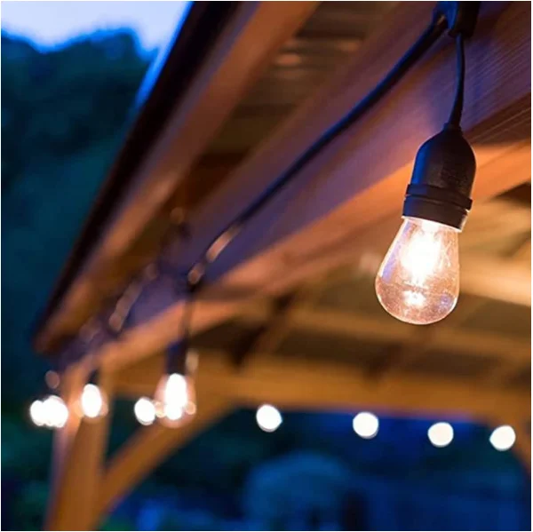 Supplier E27 48ft S14 A60 20m 100m Festoon Light Solar Holiday Garden Patio Cafe Decorative Waterproof Outdoor LED String Light