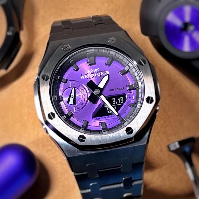 HOT selling purple 4th GA2100/2110 casioak Watch Case DIY Stainless Steel Watch Strap for GSHOCK Mod