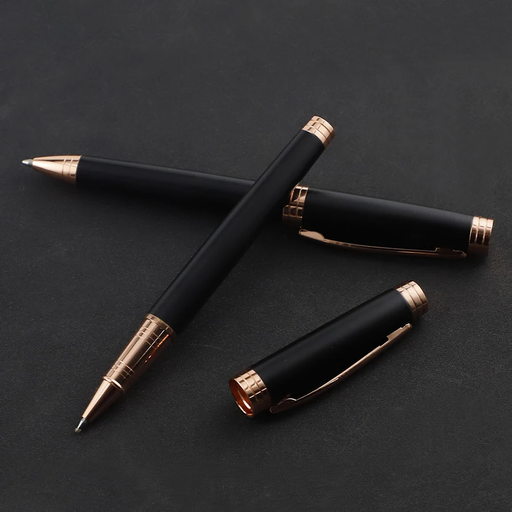Новые Роскошные 2023 серые деловые металлические мужские шариковые ручки с гравировкой на заказ розового золота матовая черная шариковая ручка