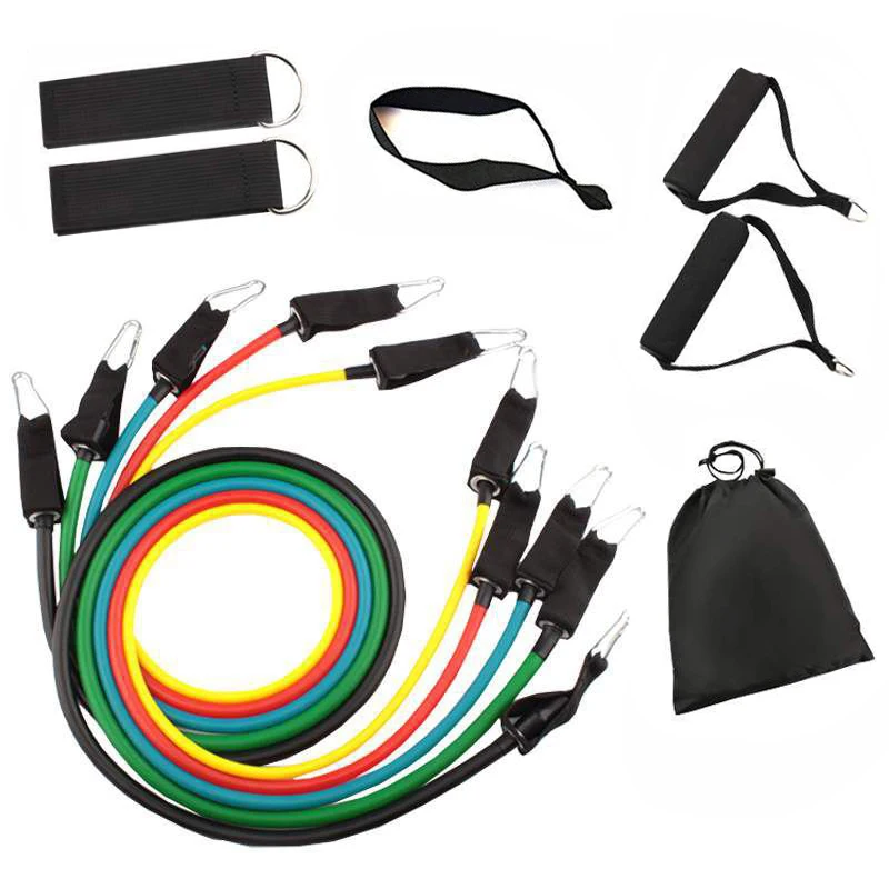 Exercise Bands Tube Set for Fitness Sports in Home Custom Elastic Resistance Bands 11 pcs
