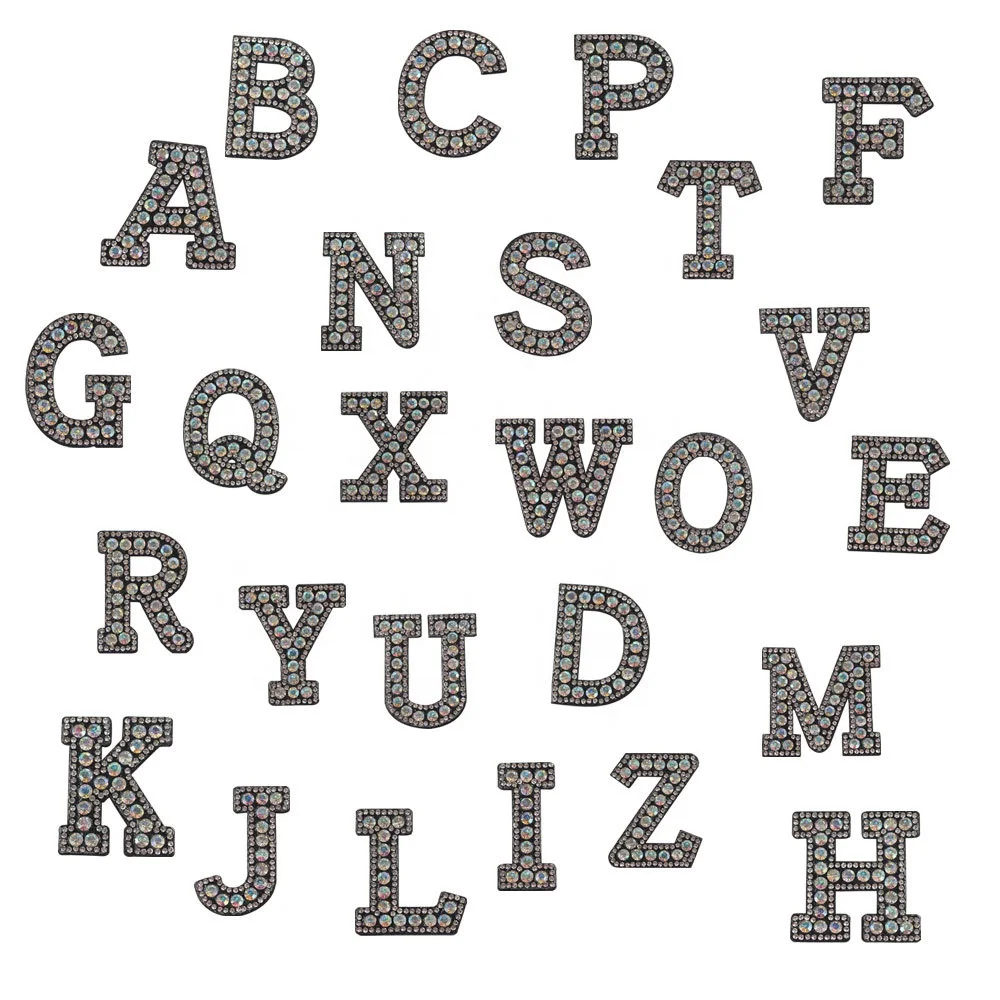 Custom Pearl Alphabet Iron On Embroidered Crystal Rhinestone Beaded Patches Motifs Applique Sequin Bead Letter Patch For Fashion