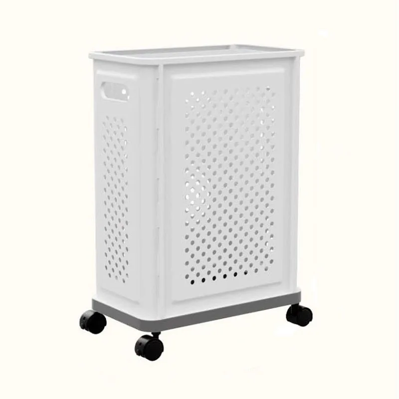 PP Ventilate Yoga Mat Storage Rack Toy Sundries Storage Organizer Plastic Laundry Basket With Wheels