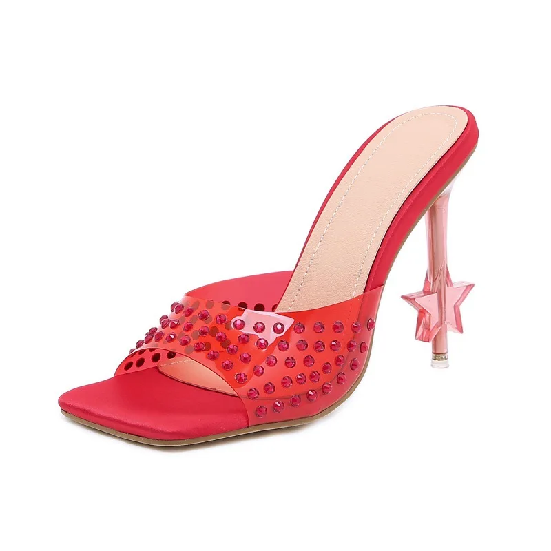 xsd277  2022 new trends brand design clear jelly pvc slipper high heel shoes women