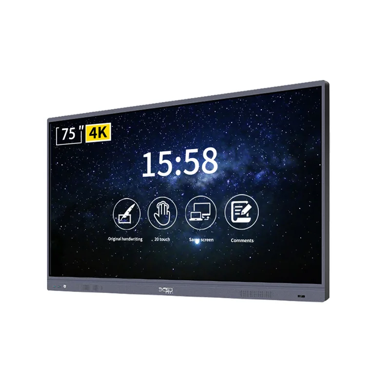 Floor Standing Portable Smart Interactive Whiteboard Tempered 4K Anti-Glare Smart Board Interact Whiteboard For Meeting Teaching