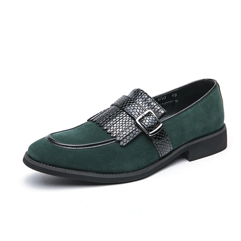 Comfortable Size 38-46/6.5-12 Green Color Fashion Designers Suede Leather Dress Shoes for Men Casual Wedding Loafers