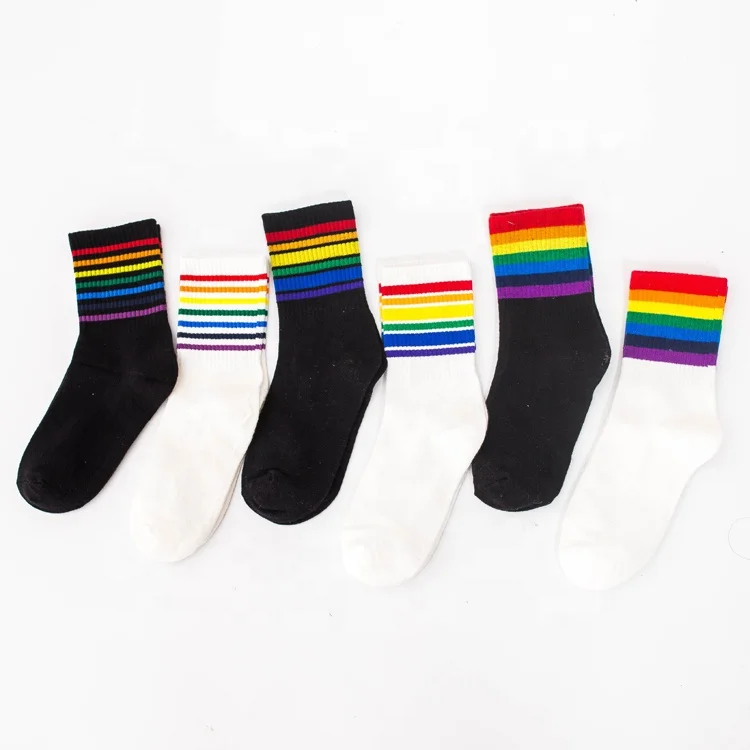 Rainbow black and white socks sport socks
