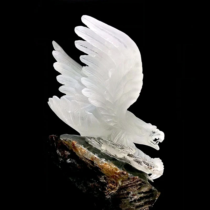 High Quality Green Phantom Crystal Eagle for Decoration  Garden quartz Carved Animal Crafts for Mascot or Gift