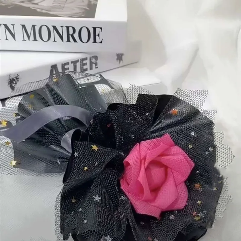 Hengcool Flower Decoration Wrapping Mesh 48*5Y Printed Gold Star Fabric Roll