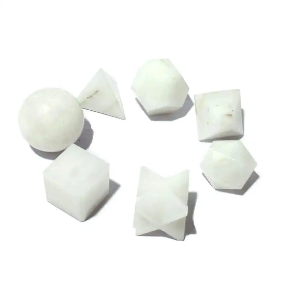  Белые нефритовые плотные и красивые священные геометрические наборы из 7 частей со звездой Markaba