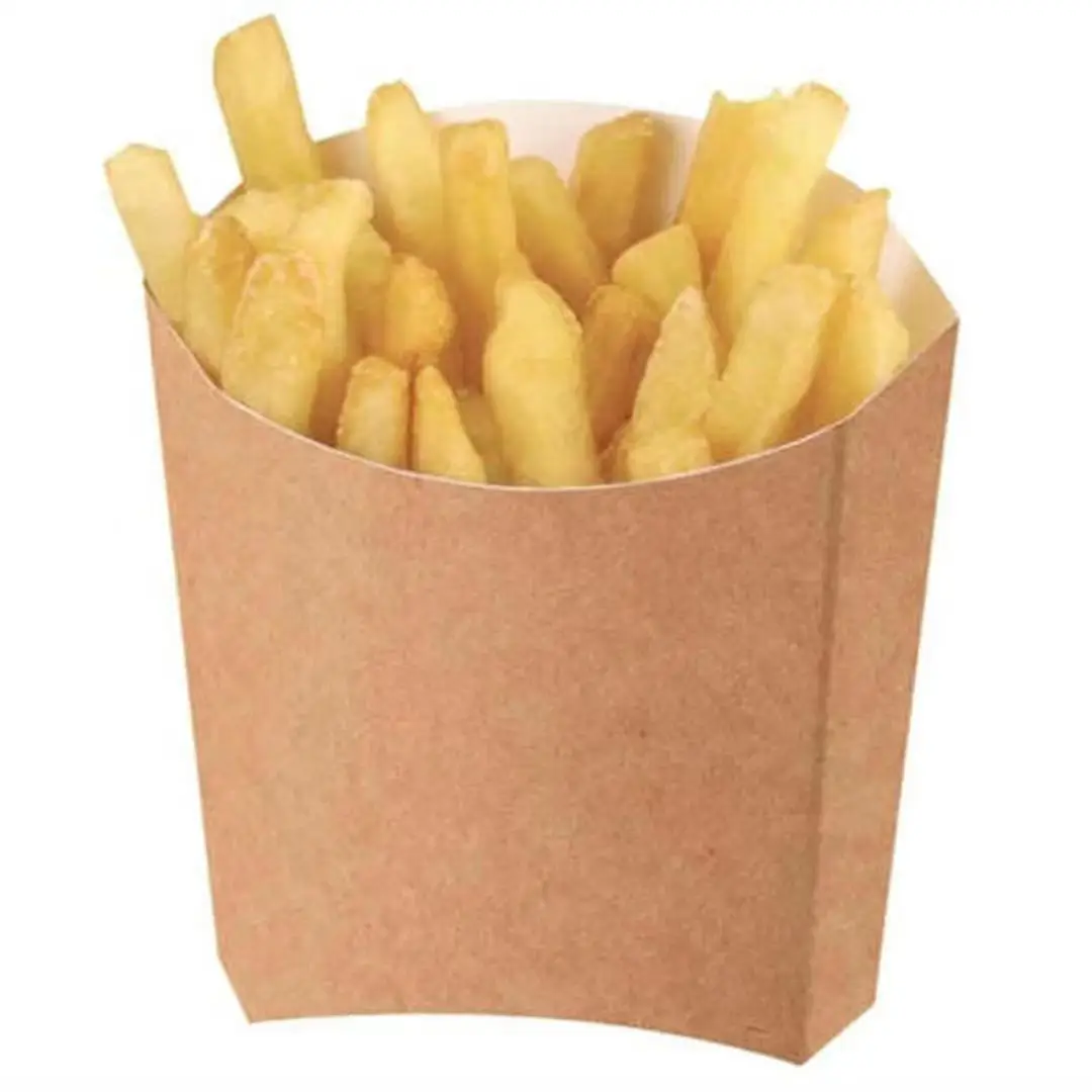 Food Grade Custom Take Away Disposable Folding Kraft  Chips Bag Paper French Fries Box
