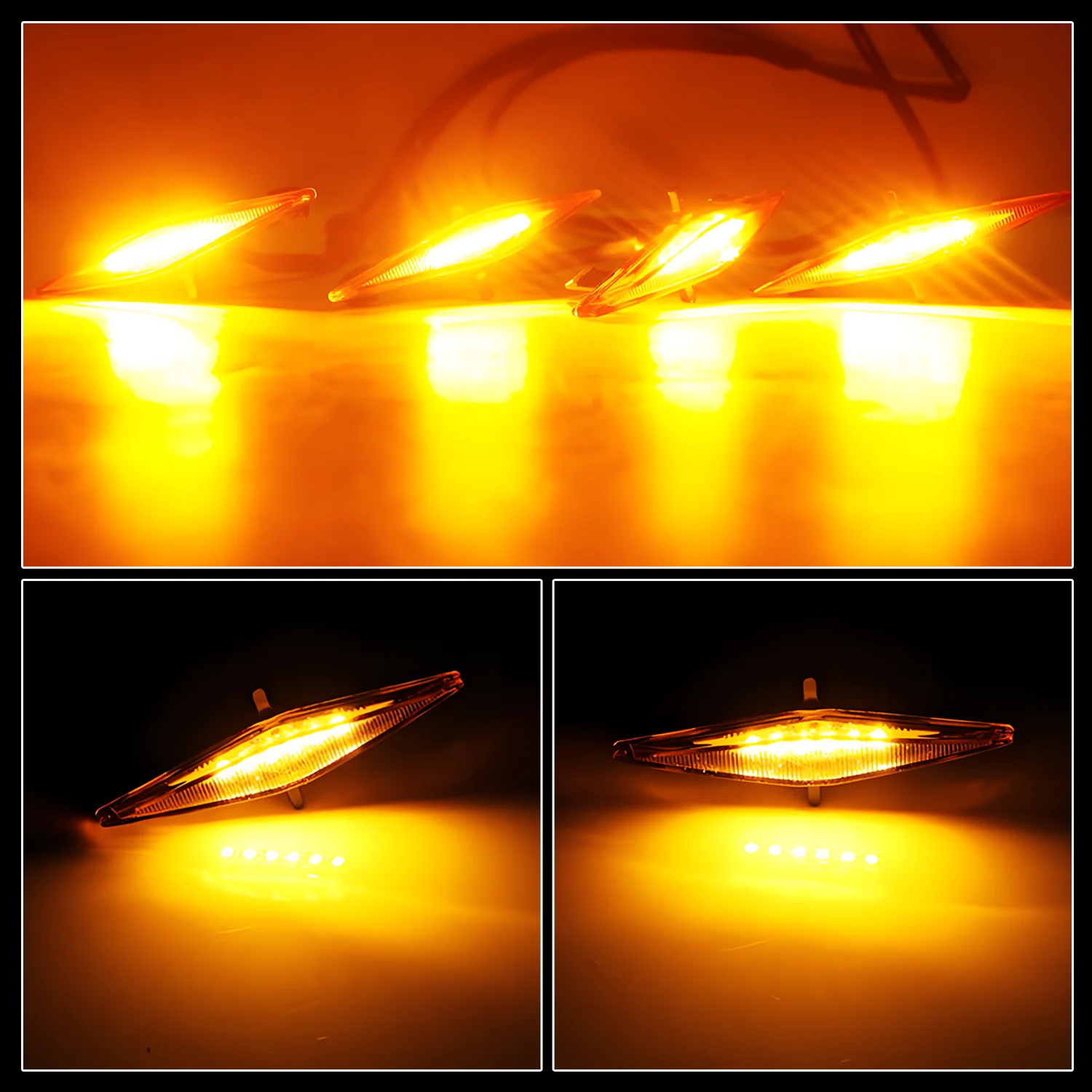 Amber Yellow Front Grille LED Lights with Wiring Harness Kit Car warning light day time running light car accessories