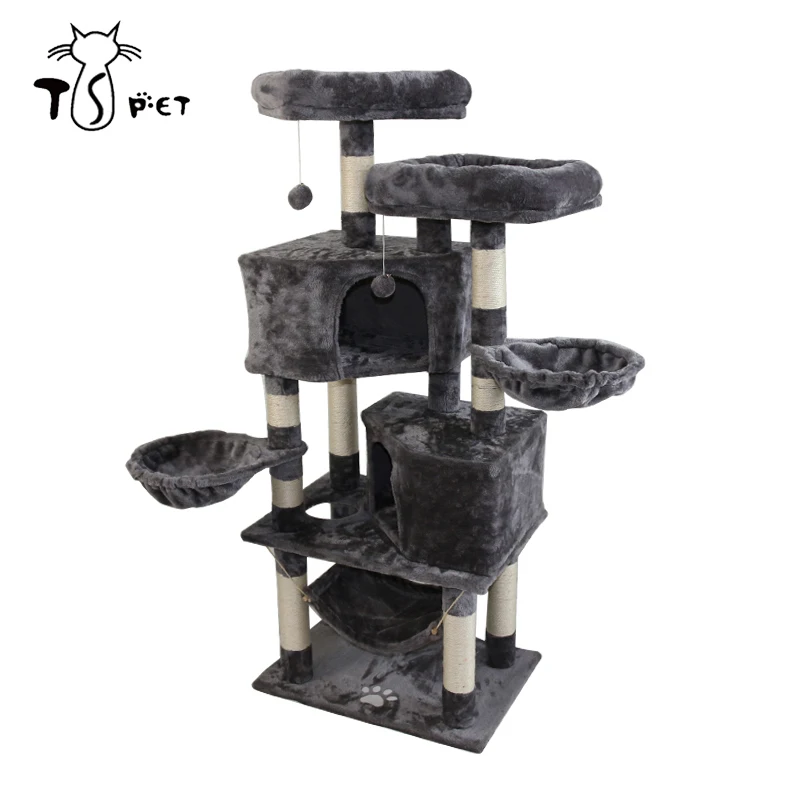 BSCI Certificated Big Scratching Furniture Playhouse Condo Cat Trees Tower For Kittens