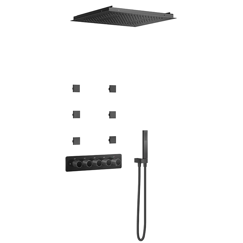 Thermostatic Shower Body Sprays Systems Wall Mounted 12 Inch LED Rain Shower Faucet Set Allow Multiple Heads to Function at a Ti