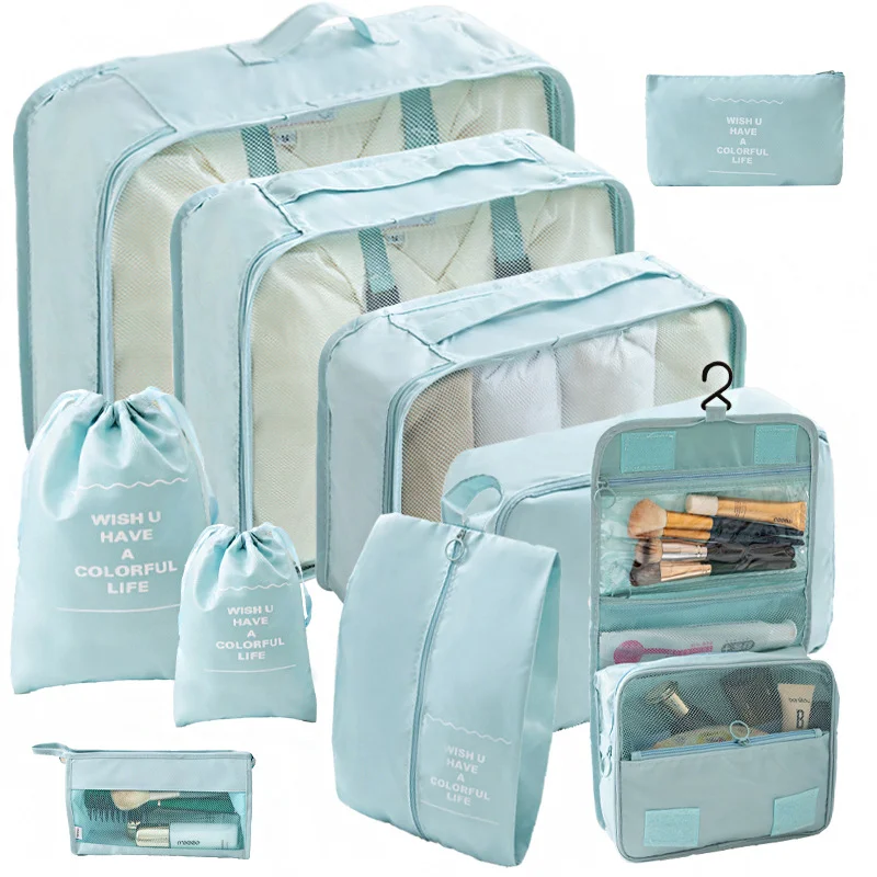 10 Pieces Set Travel Bag Organizer Clothes Storage Suitcase Luggage Clothing Underwear Socks Shoes Storge Bag Luggage
