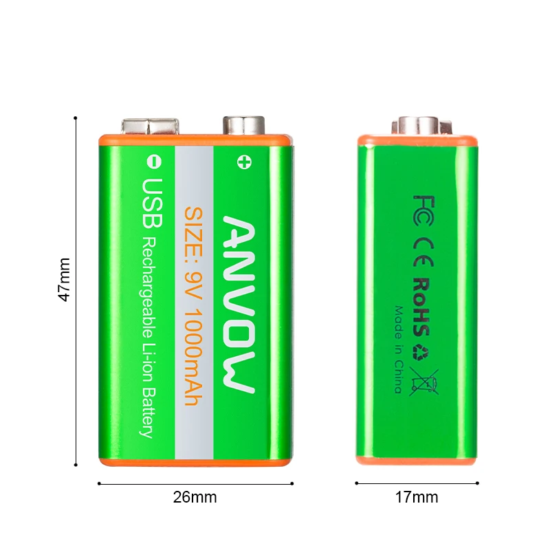 Wholesale Cheaper USB C 9v Rechargeable lithium ion 1000mAh battery Rechargeable USB li-ion battery