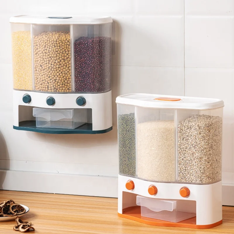 Household Sealed Moisture Proof and Insect Proof Classification Compartment Wall Mounted Storage Rice Storage Box