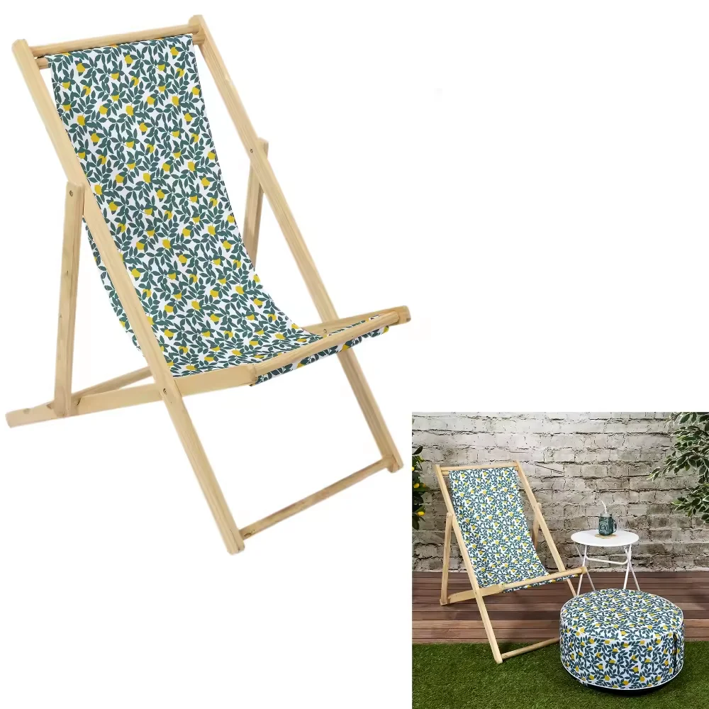 Patio Furniture Outdoor Ultralight Beach Chair Beach Lounger Chairs Foldable Camping Chair Wooden Deckchair