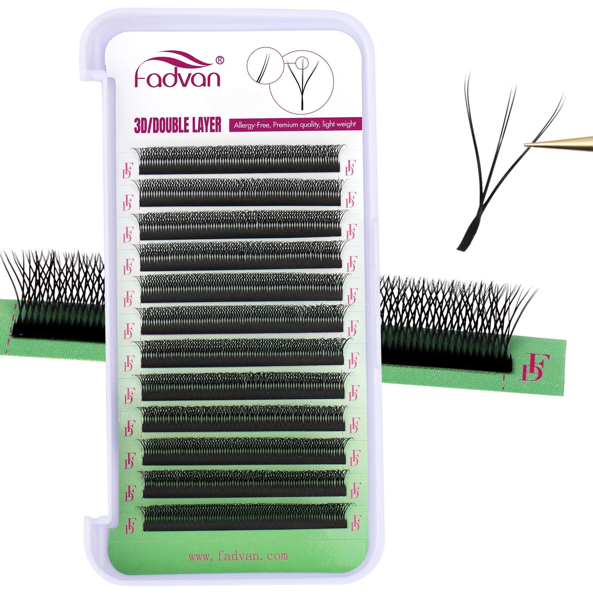 0.07 Y Lashes Eyelash Extension Wholesale 2D Promade Volume Fans Silk Faux Mink YY Shape Lash Extension w lash extension 6d Tray