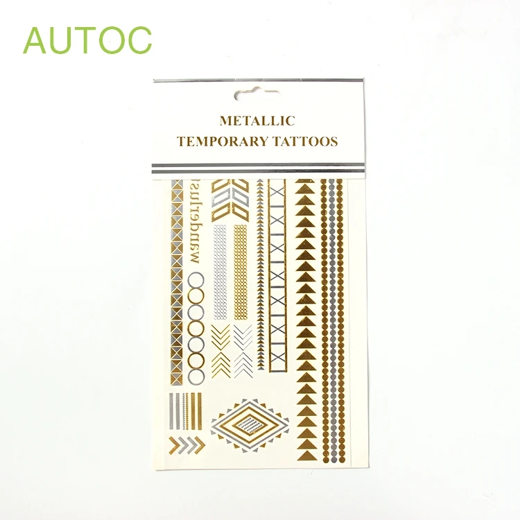 Glitter Metal Waterproof Tattoo Gold Silver Lady Fashion Design Nail Tattoo Sticker Sticker