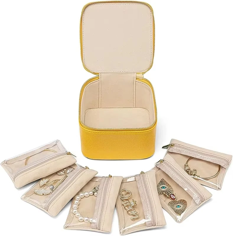 6 in 1 Travel Leather Jewelry Packaging Box Organizer for Necklace Earrings Display Jewelry Holder Custom