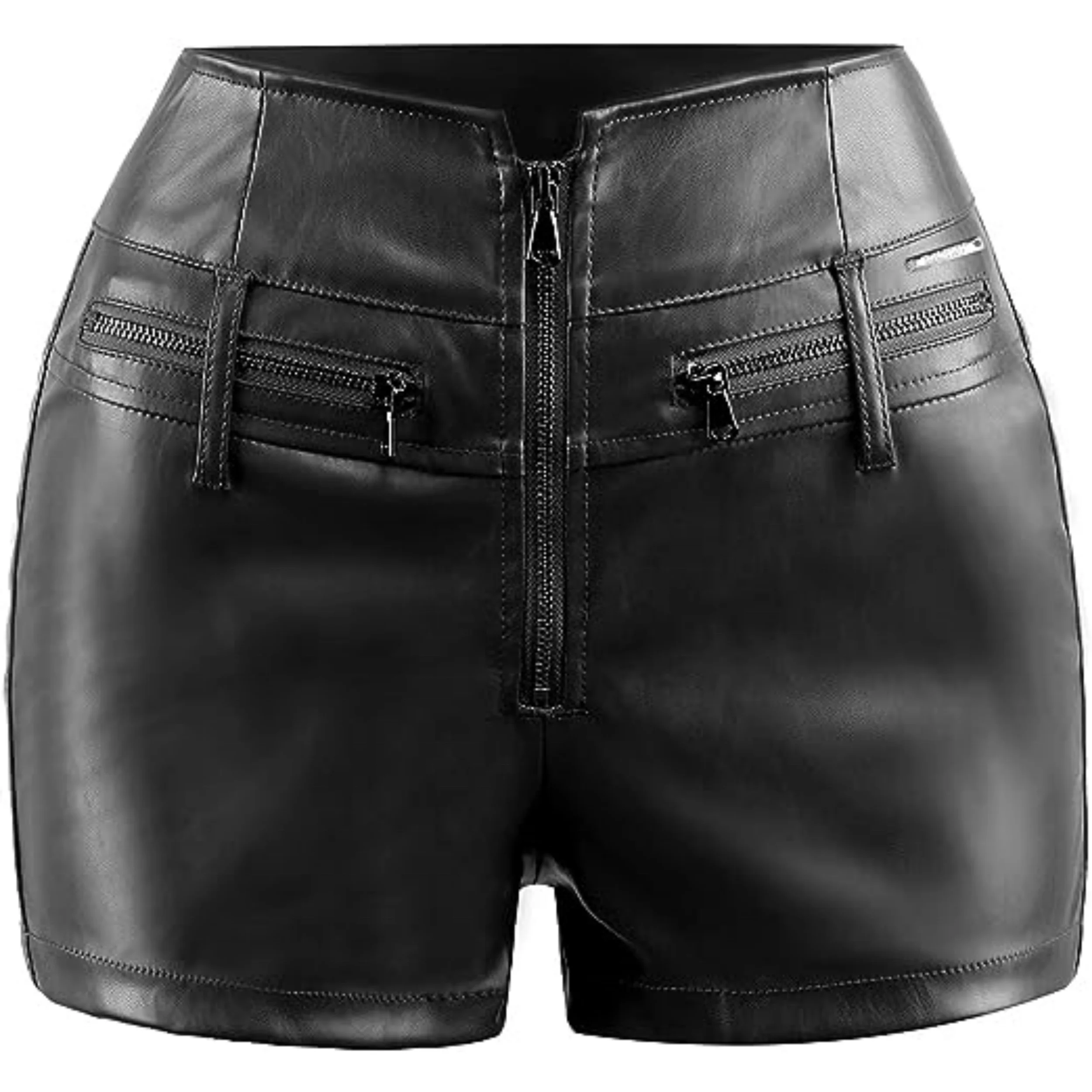 High waist  black leather shorts  female sexy shorts  biker stretch  casual shorts for women