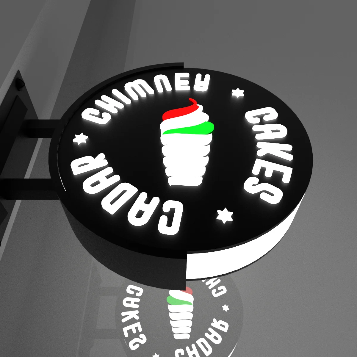 Custom Double Sided Lighting Circle Metal Light Box 3d Signboard Light Box For Drink Shop/Ice Cream Shop/Dessert Shop