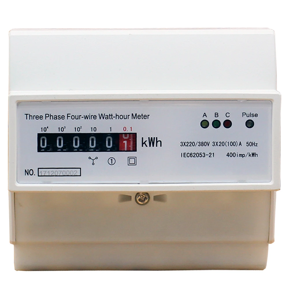 35mm Din Rail Mounted Digital Three Phase Four Wire Electricity Active Energy Meter Electric kwh Meter
