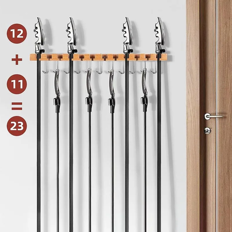 DS3736 Wall Mount Belt Rack Space Saving Ties Organizer Wooden Tie Rack Tie Hanger Walnut Wood Belt Hanger for Closet