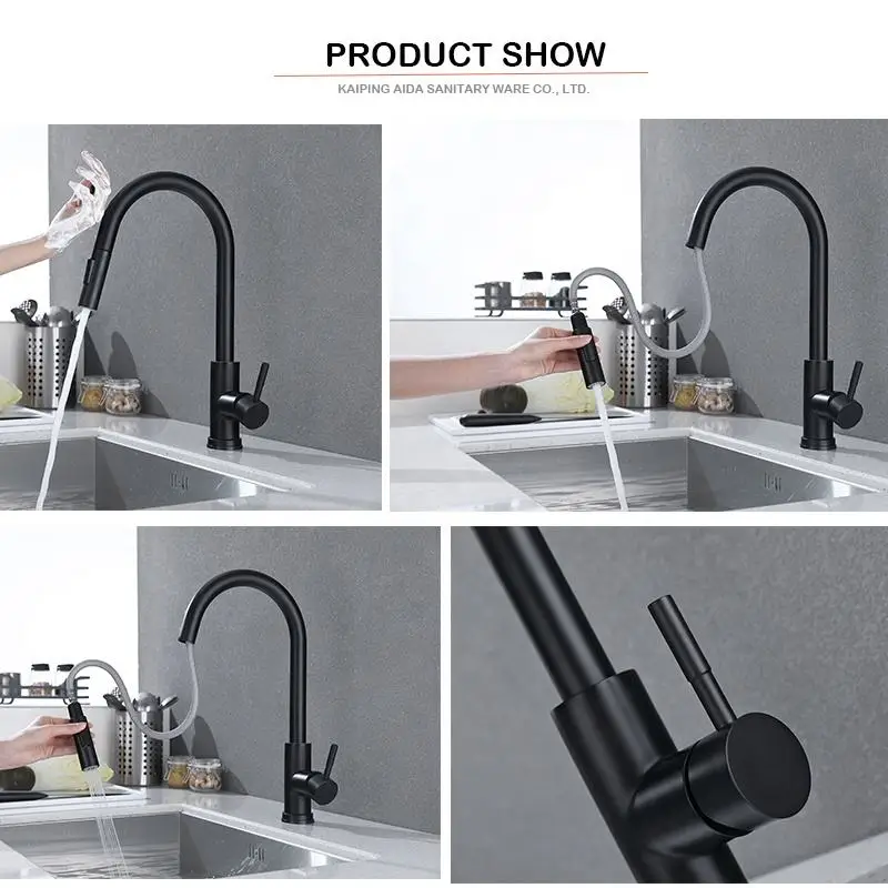 High Quality 2 Water Flow Modes Touch  Kitchen Pull Down Faucet
