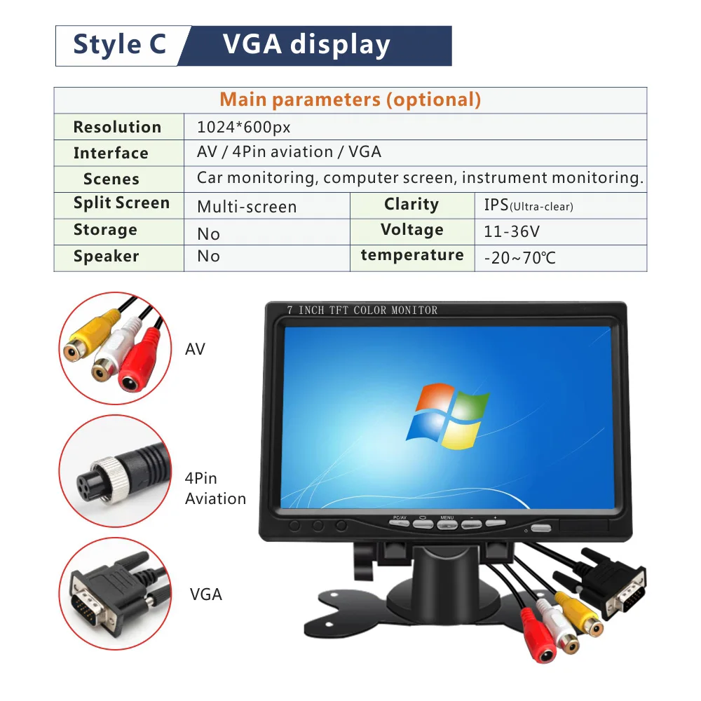 7inch Lcd Monitor With Vga Av Input Universal Customizable Mini Monitor