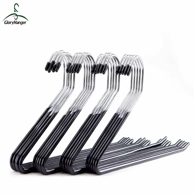 Wardrobe organizer hanger open ended metal magic pants hangers space saving with pvc coated