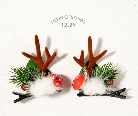 Christmas decorations New antler moose cartoon Hair clip Plush headdress edge clip