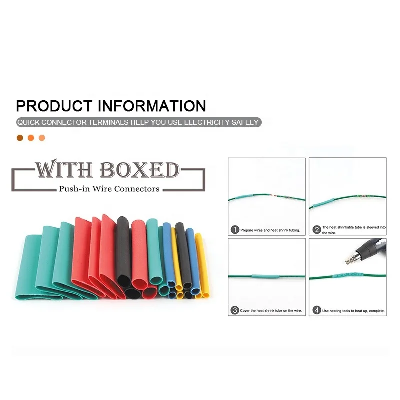 100/127/150PCS With Boxed Black Red Heat Shrink Tube Sleeving Set Wire Cable Insulated Polyolefin Sleeve Kit Heat Shrink Tubing