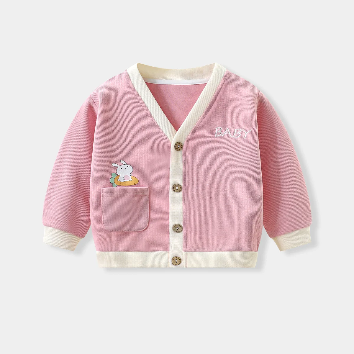 Boys and Girls Solid Color Letter Kids Knitted Clothing Children Fashion Cartoon Cardigan Baby Sweater Coat