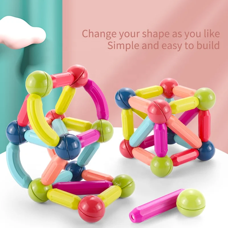 Hot-selling Strong Magnet STEM Learning 3D Building Blocks Magnetic Balls and Rods Set for Kids