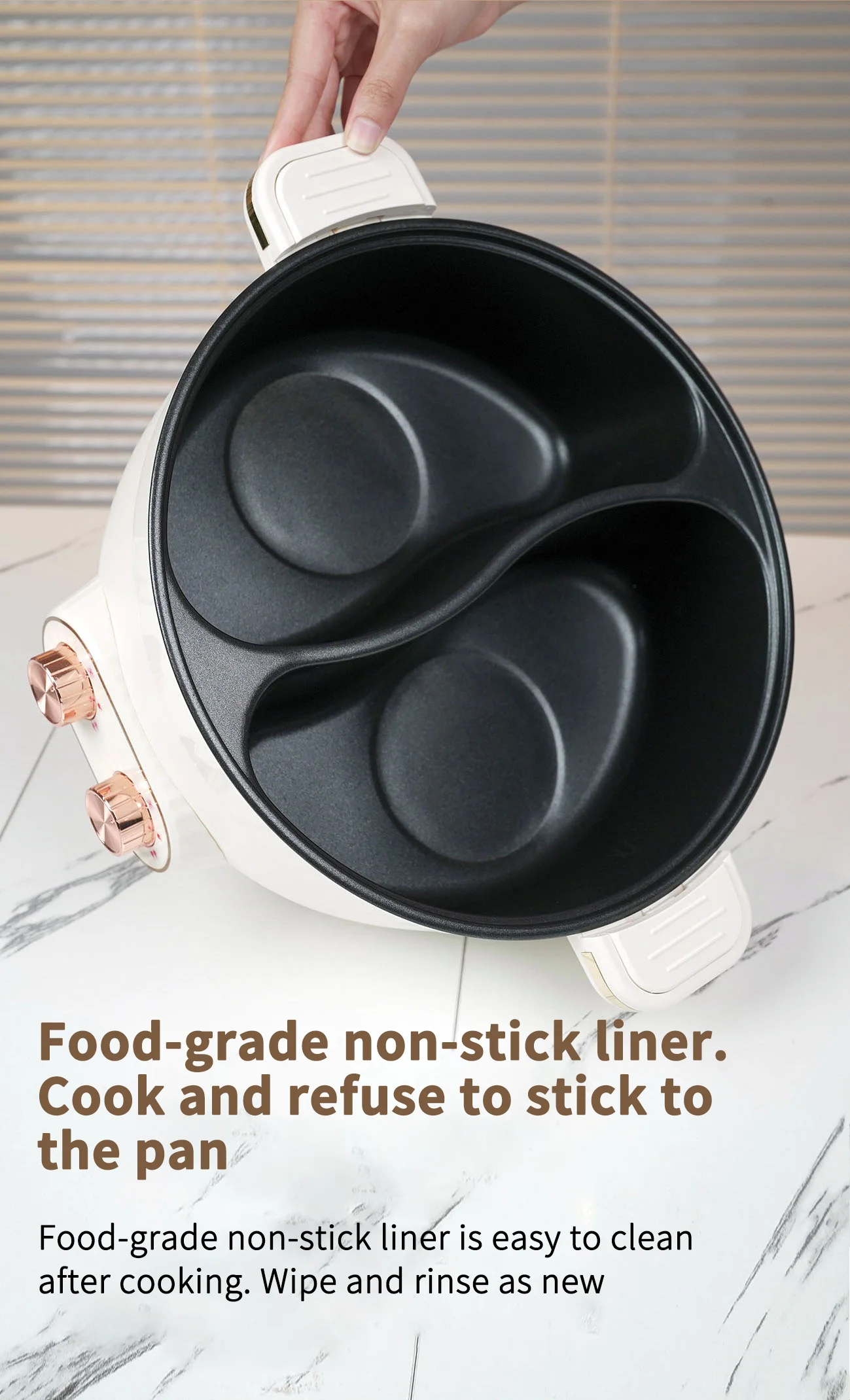5L Double-Flavor Electric Shabu Shabu Pot Removable Non-Stick Multi Purpose Electric Hot Pot Chinese Tai Chi pattern