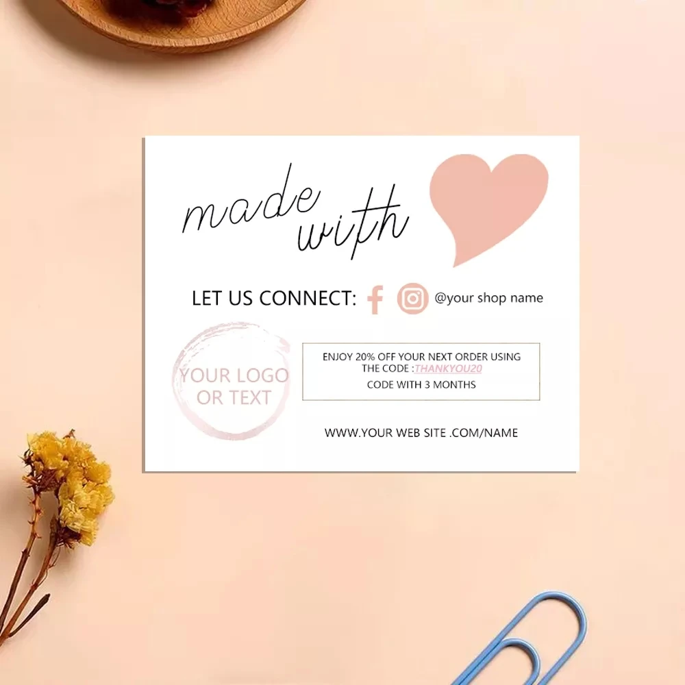 Custom Pink Watercolor Modern Gift Certificate Printable Business Card Gift NameCard with Logo