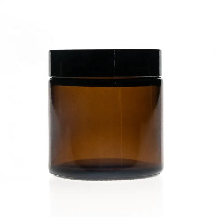 Цилиндрическая круглая баночка с широким горлом 100 мл из янтарного стекла, баночка для косметического крема для кожи с крышкой