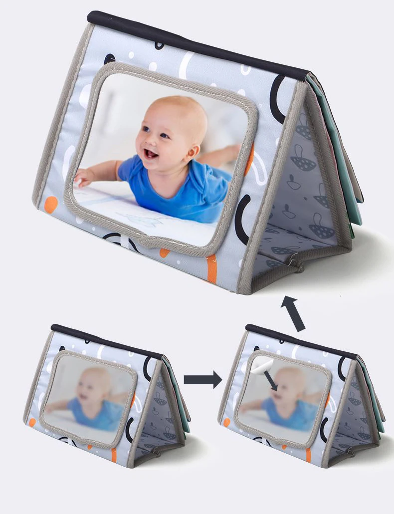 Factory Infant sensory toys Baby floor activity crinkle book with mirror Tummy time quiet book montessori for newborns