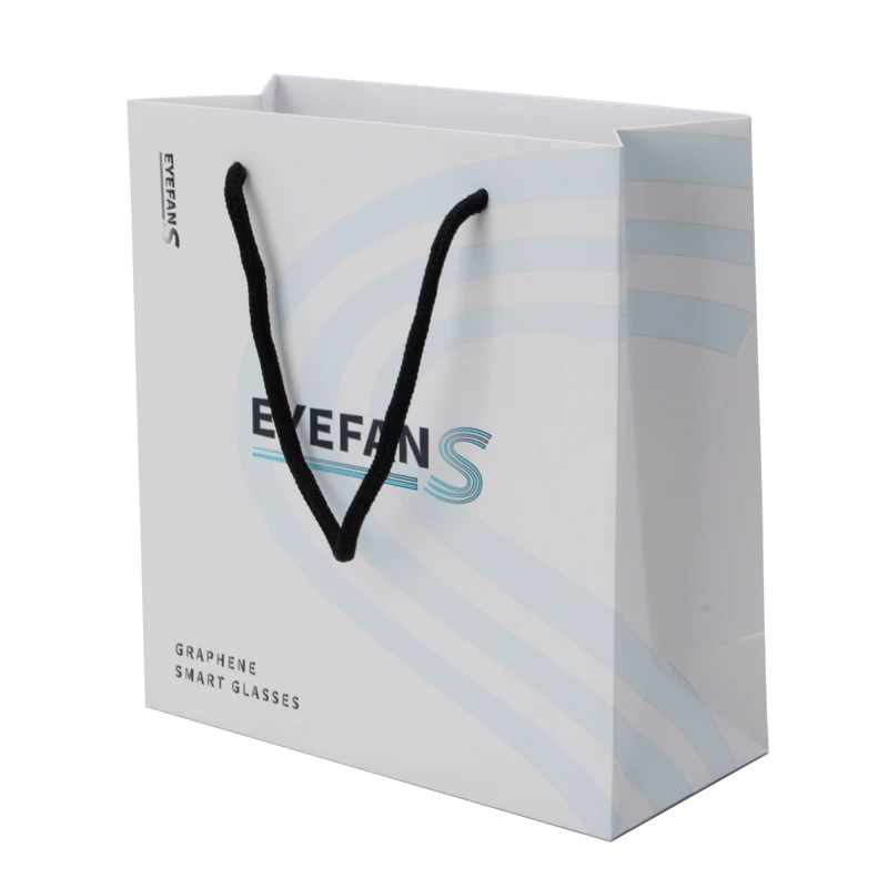 Hot Sale Customized Logo Luxury White Stripe Black Shopping Retail Apparel Takeaway Packaging Paper Bag