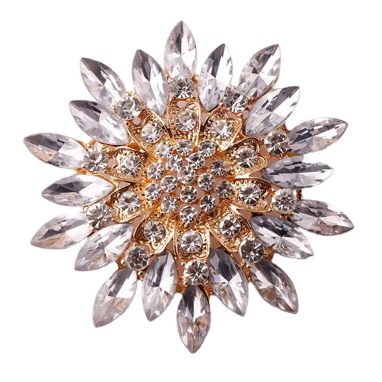 Vintage Wedding Bride Big Blue Crystal Drop Colorful Flower Rhinestone Teardrop Brooch for Woman magnet brooch