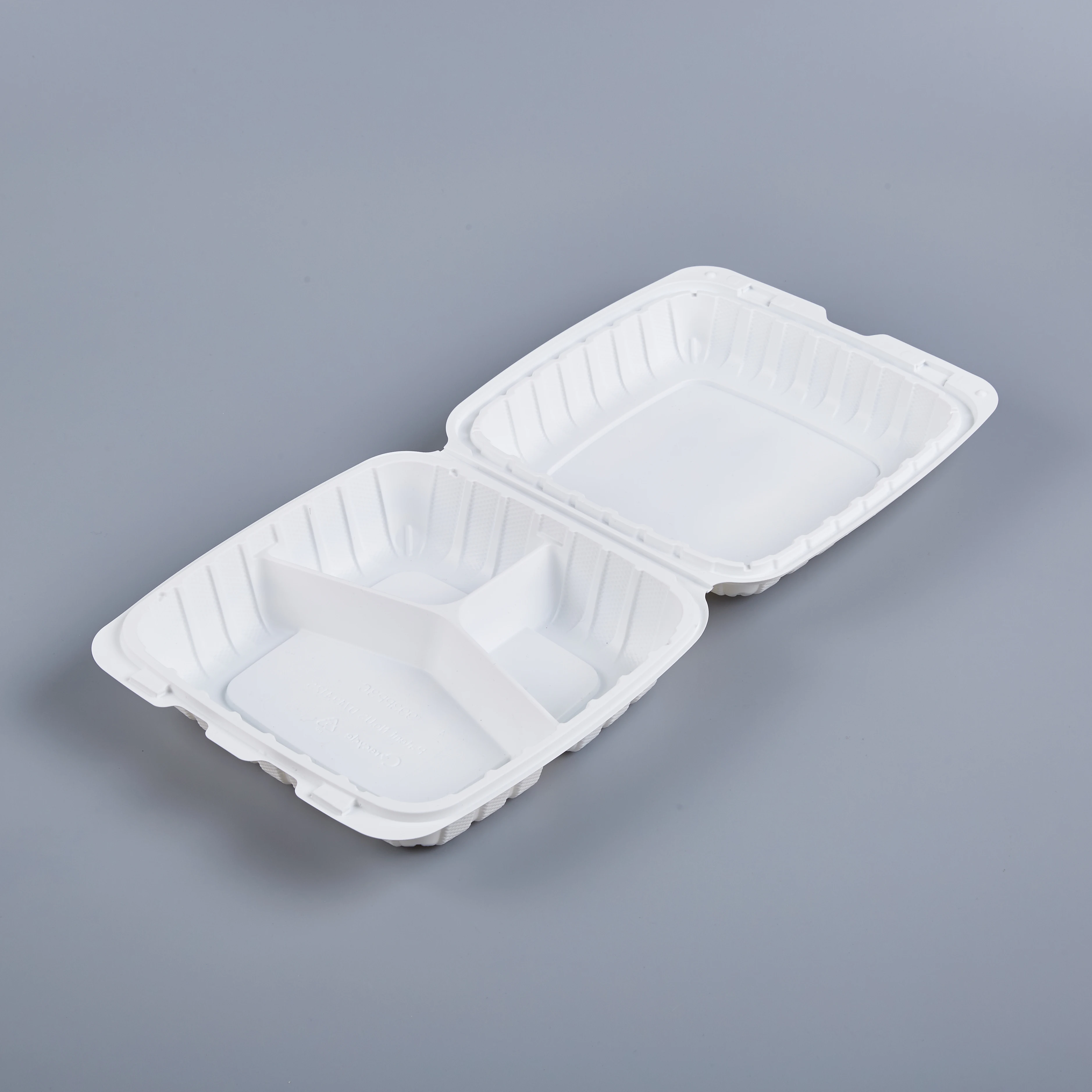 FULING To Go Containers 3 Compartment Clamshell Food Containers 9 Inch Plastic Microwave White To Go Boxes with Hinged Lids