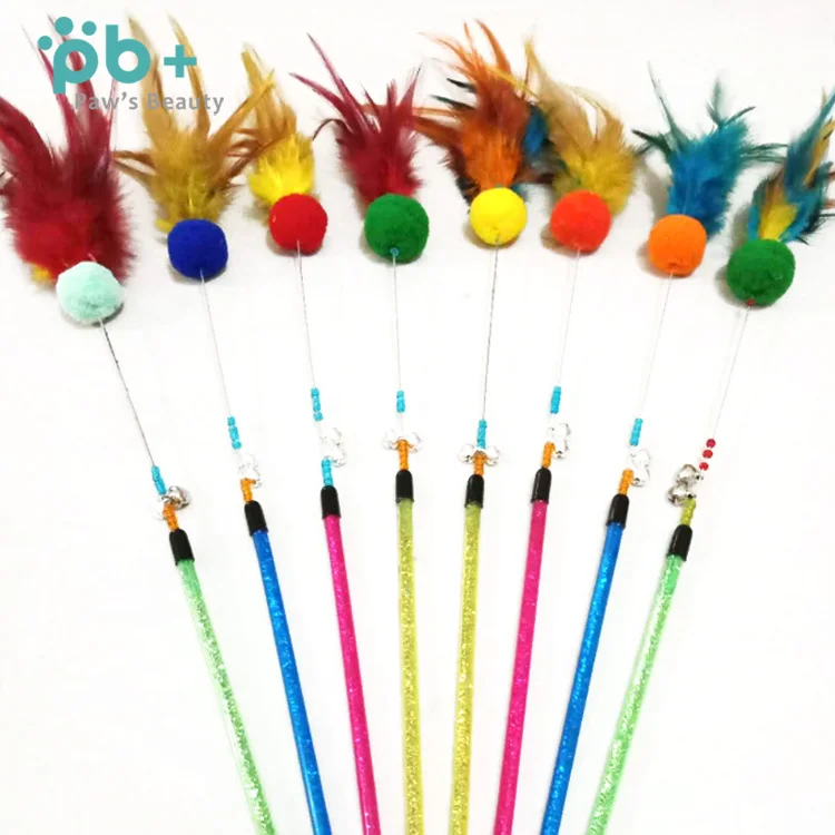 
natural eco friendly feather teaser durable pet dog toys 