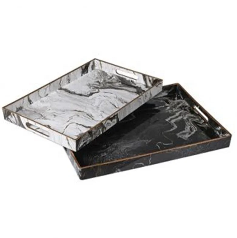 Manufacturer CH black on white marble effect rectangle food acrylic serving tray