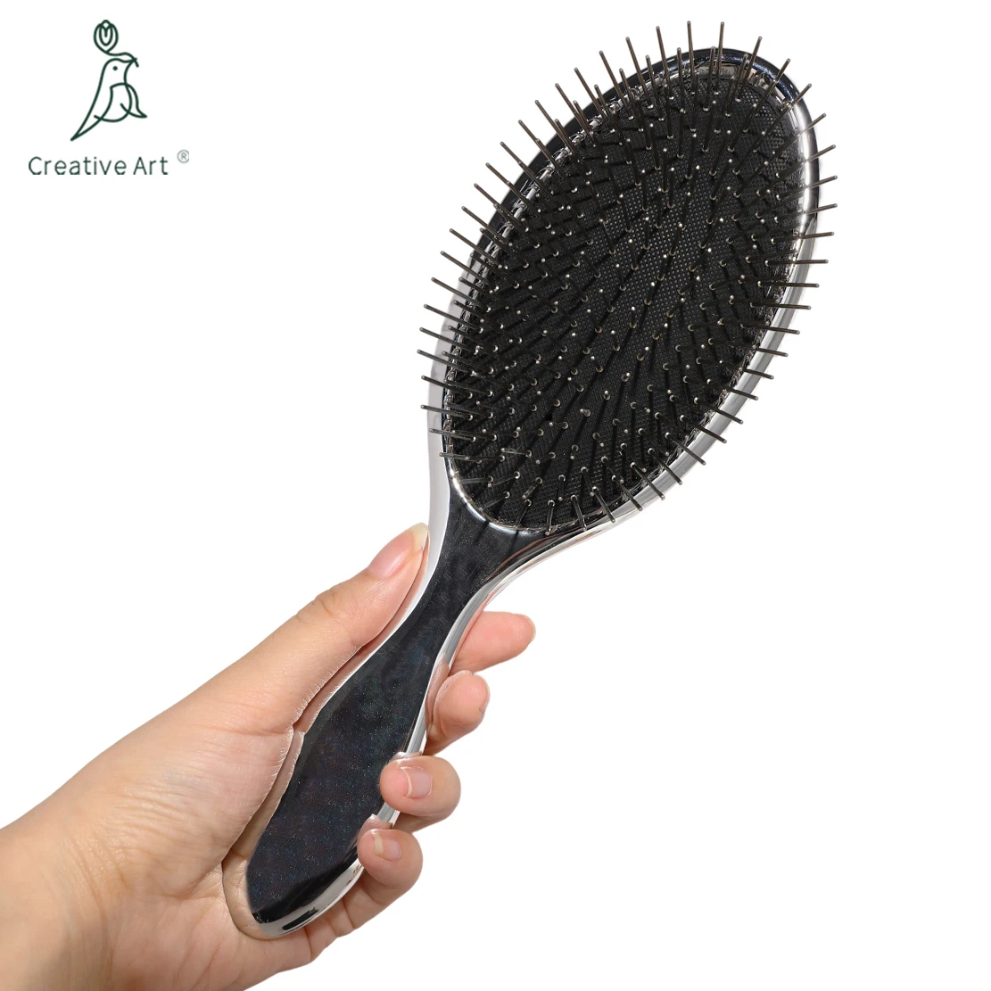 2024 Popular Electroplating  Hair brush Steel Needle With Ball Air Cushion brush For Women With Private Label