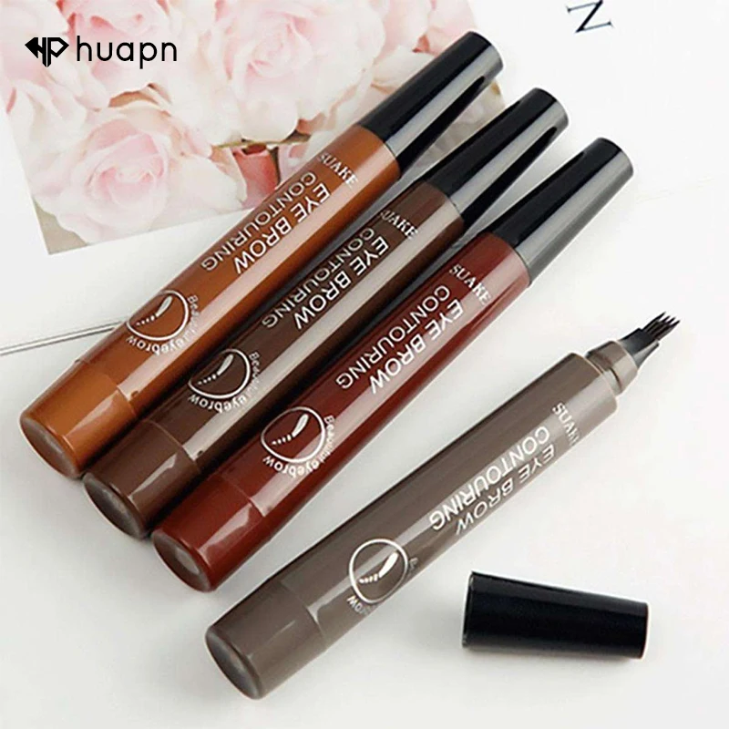 Waterproof Fork Tip Eyebrow Tattoo Pencil Long Lasting Professional Fine Sketch Liquid Eye Brow Pen 3D Microblading Eyebrow Pen