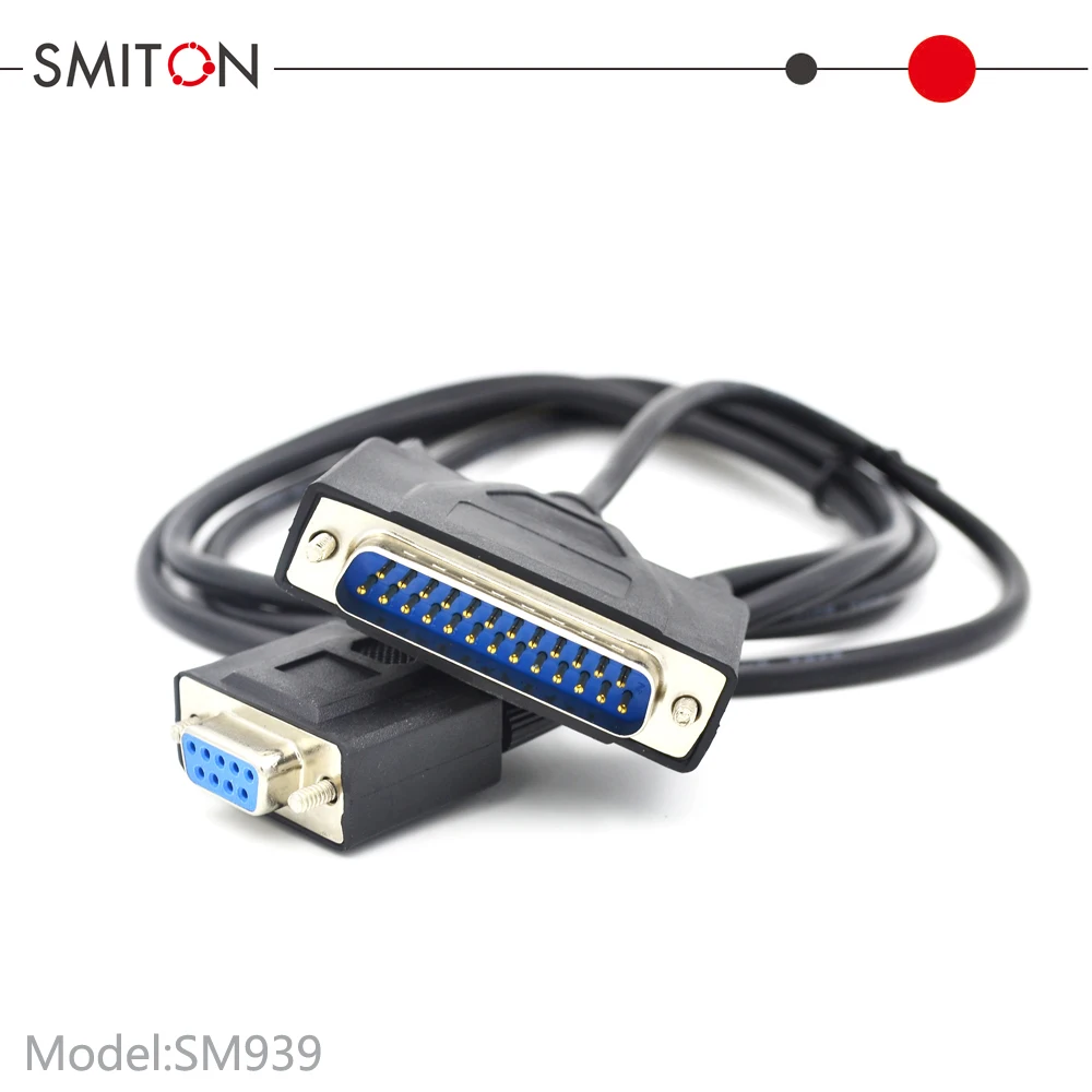 
Black 1.8m DB25 DB9 Male to Female Cable 