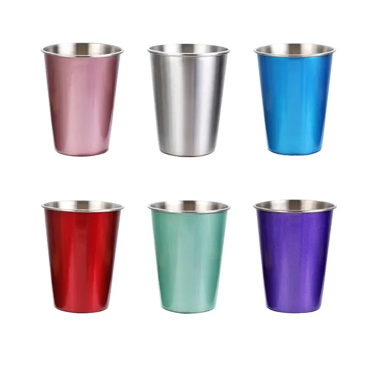 Stainless Steel Cups Pint Metal Drinking Cups Single Wall Water Glasses Stainless Steel Beer Tumbler 300ml