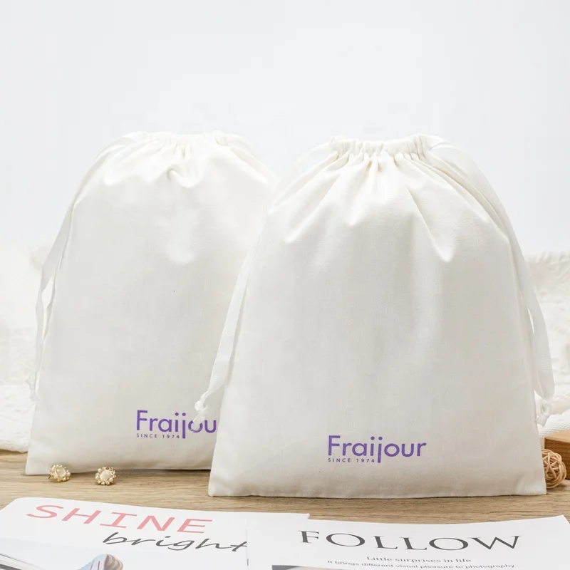 Хлопковая сумка на шнурке маленькая Подарочная хлопчатобумажная 100% тканевая